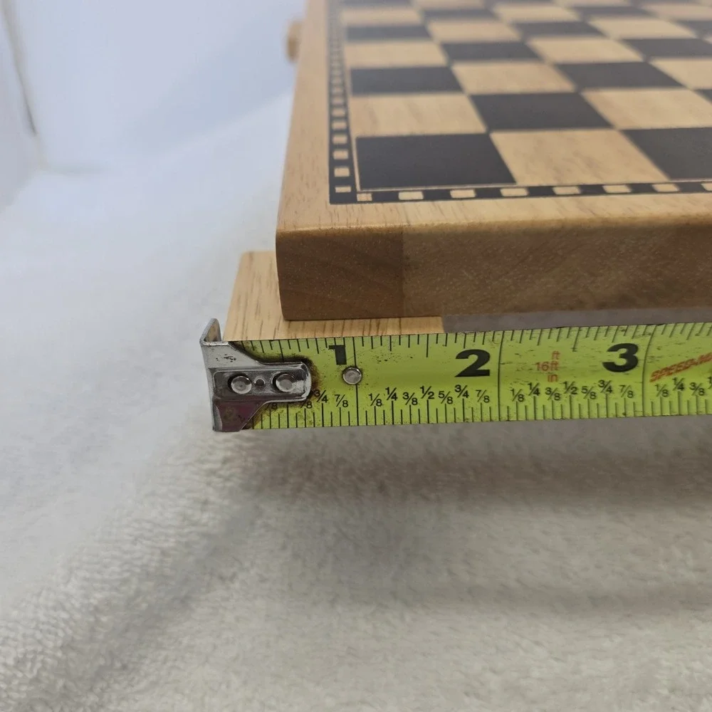 Vintage Unbranded Wooden Checker Board Footed Brown Off The Counter Lifted Tray